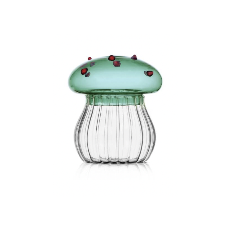 Sugar bowl Green mushroom with red dots