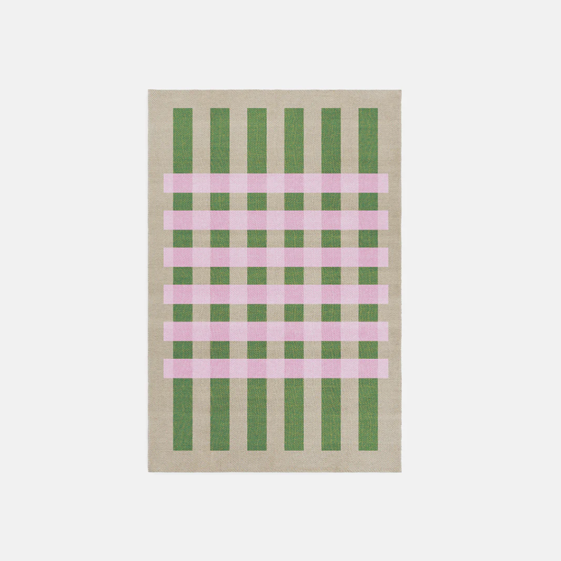 Jute Rug - Green w. Pink Stripes