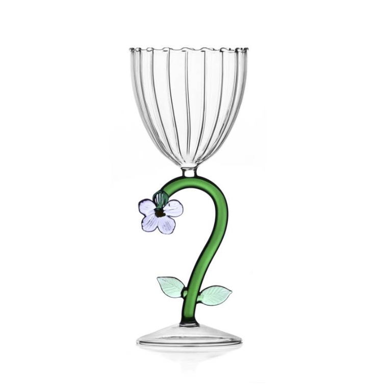 Optical stemmed glass lilac flower