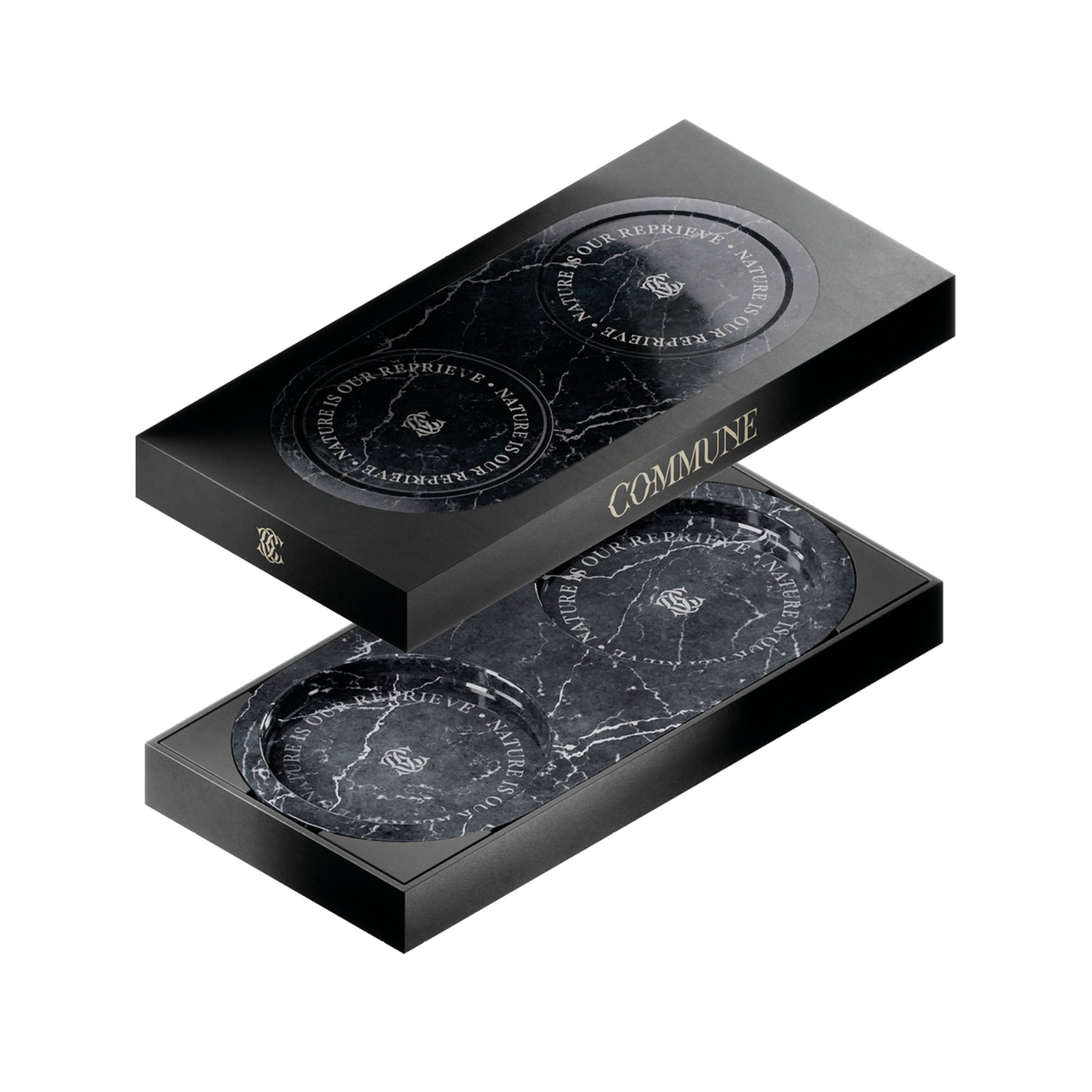 Double Black Marble Tray